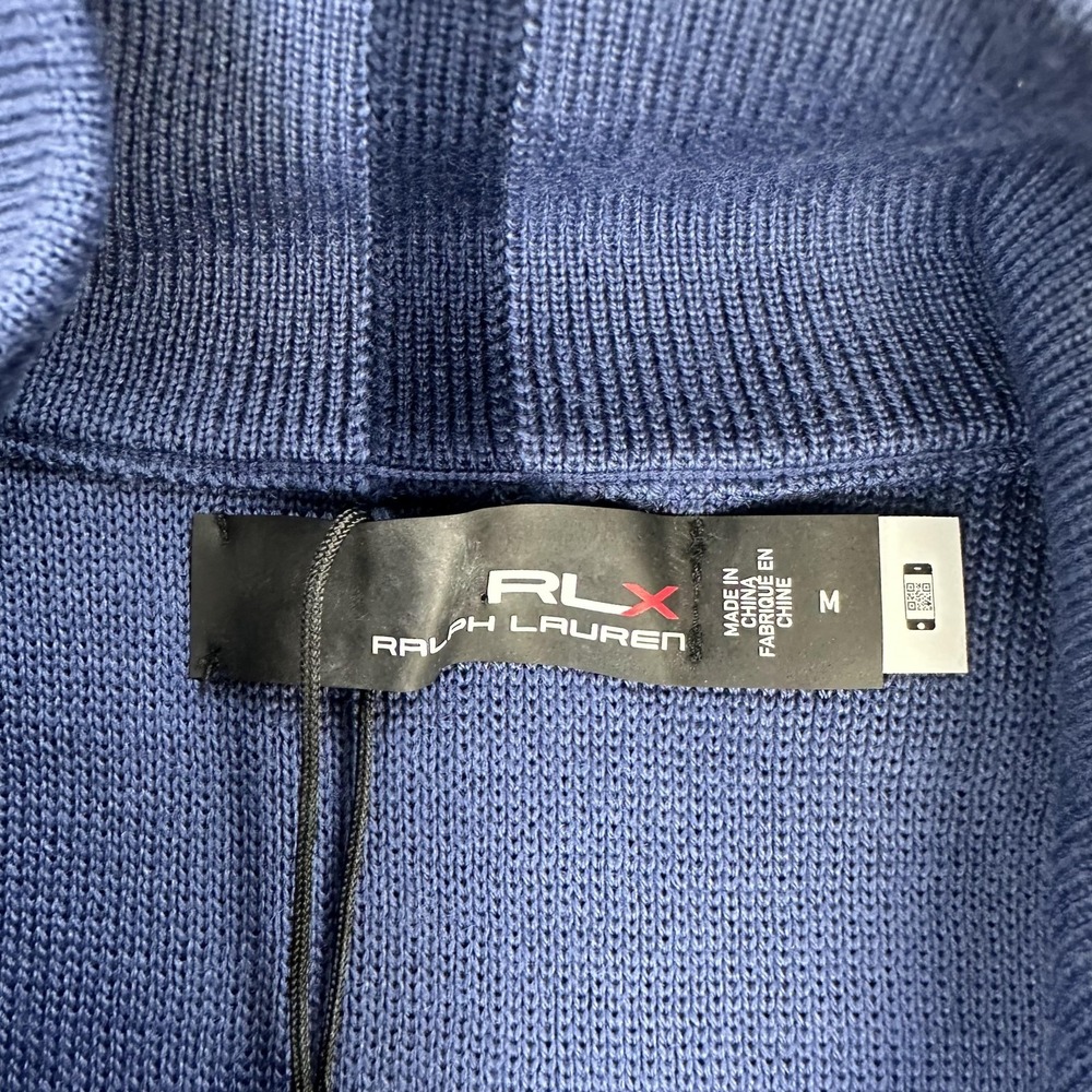 RLX Ralph Lauren Vest Mens Medium Navy Golf Coolmax Knit Full Zip Sweater - Picture 6 of 13
